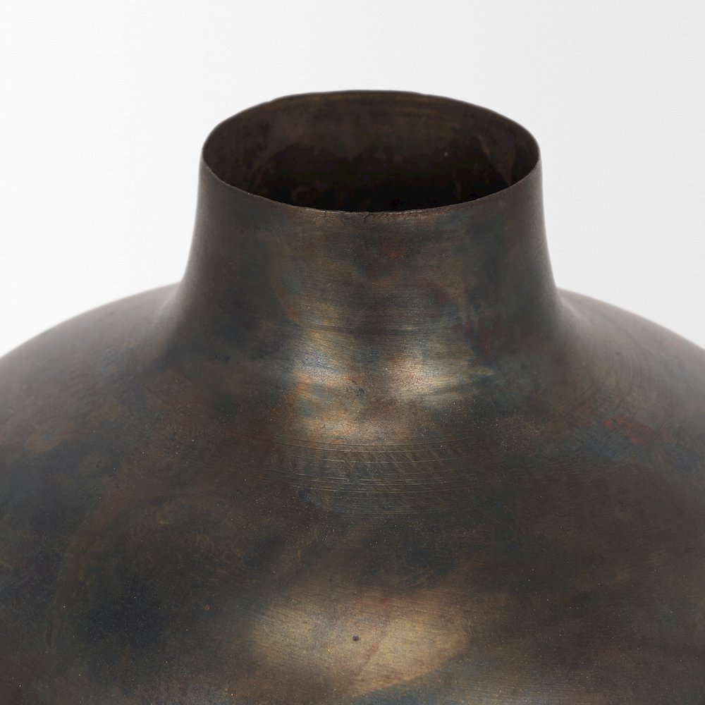 Daya Tall Antiqued Gold Metal Vase