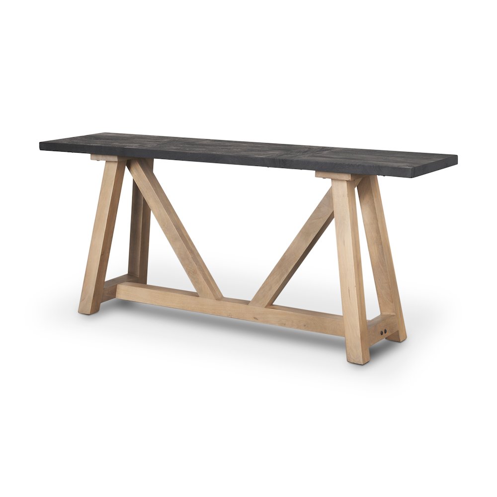 Two-Toned Black And Brown Wood Angular Leg Console Table