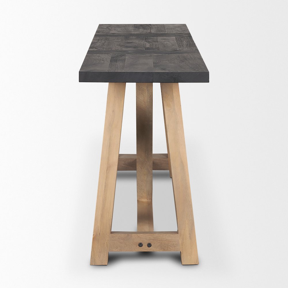 Two-Toned Black And Brown Wood Angular Leg Console Table