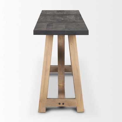 Two-Toned Black And Brown Wood Angular Leg Console Table