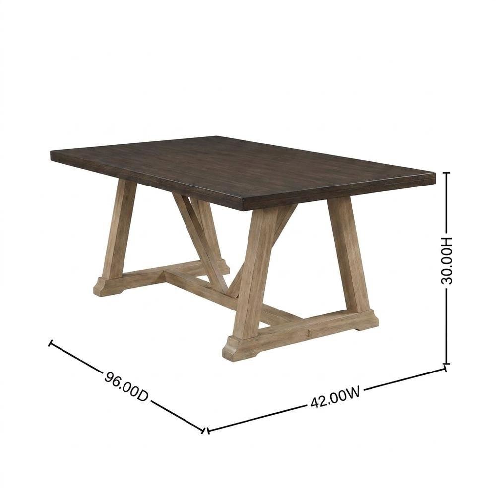 Rectangular Black and Brown Solid Wood Dining Table with Durable Finish