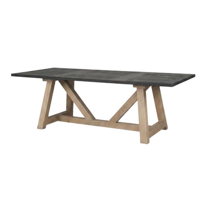 Rectangular Black and Brown Solid Wood Dining Table with Durable Finish