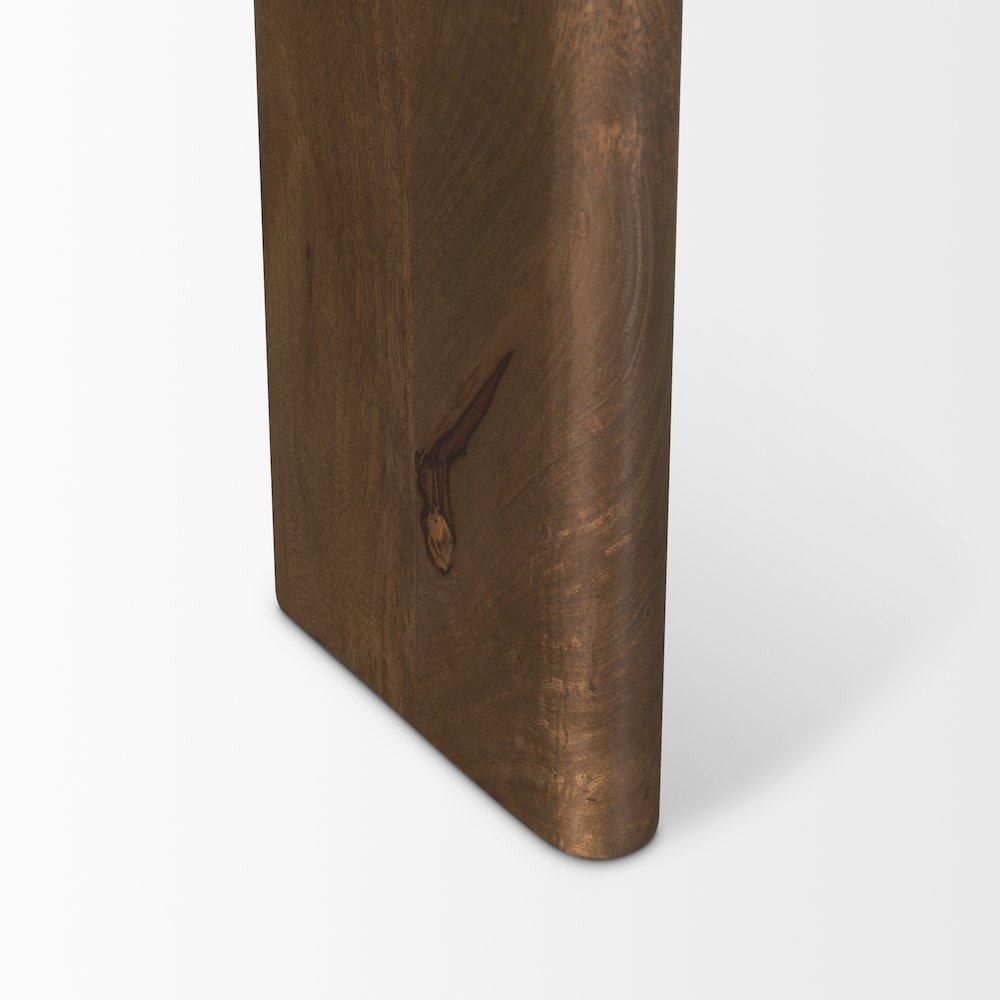 Rumer Dark Brown Wood White Marble Side Table