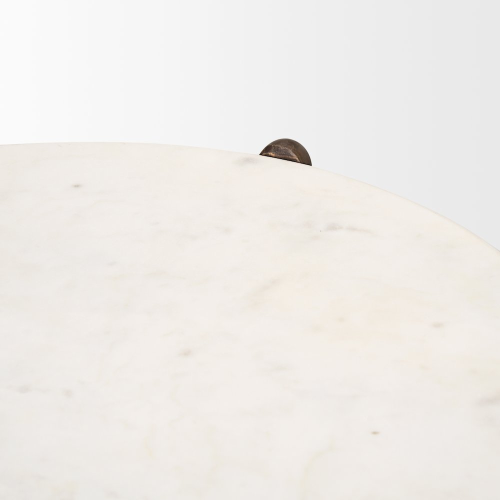 Rumer Dark Brown Wood White Marble Side Table