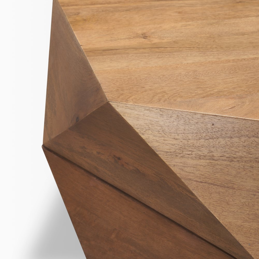 Hexagonal Hinged Solid Wood Top And Base Coffee Table