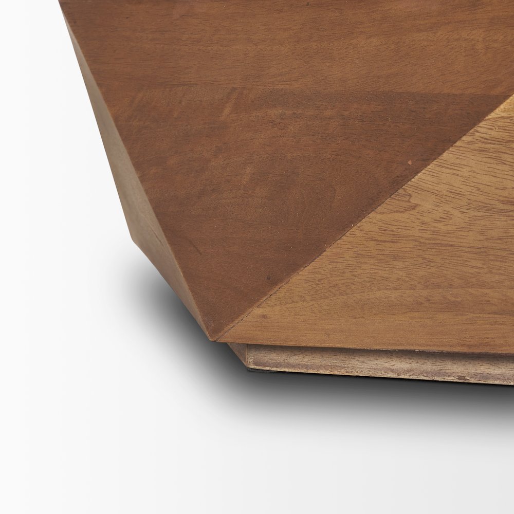 Hexagonal Hinged Solid Wood Top And Base Coffee Table