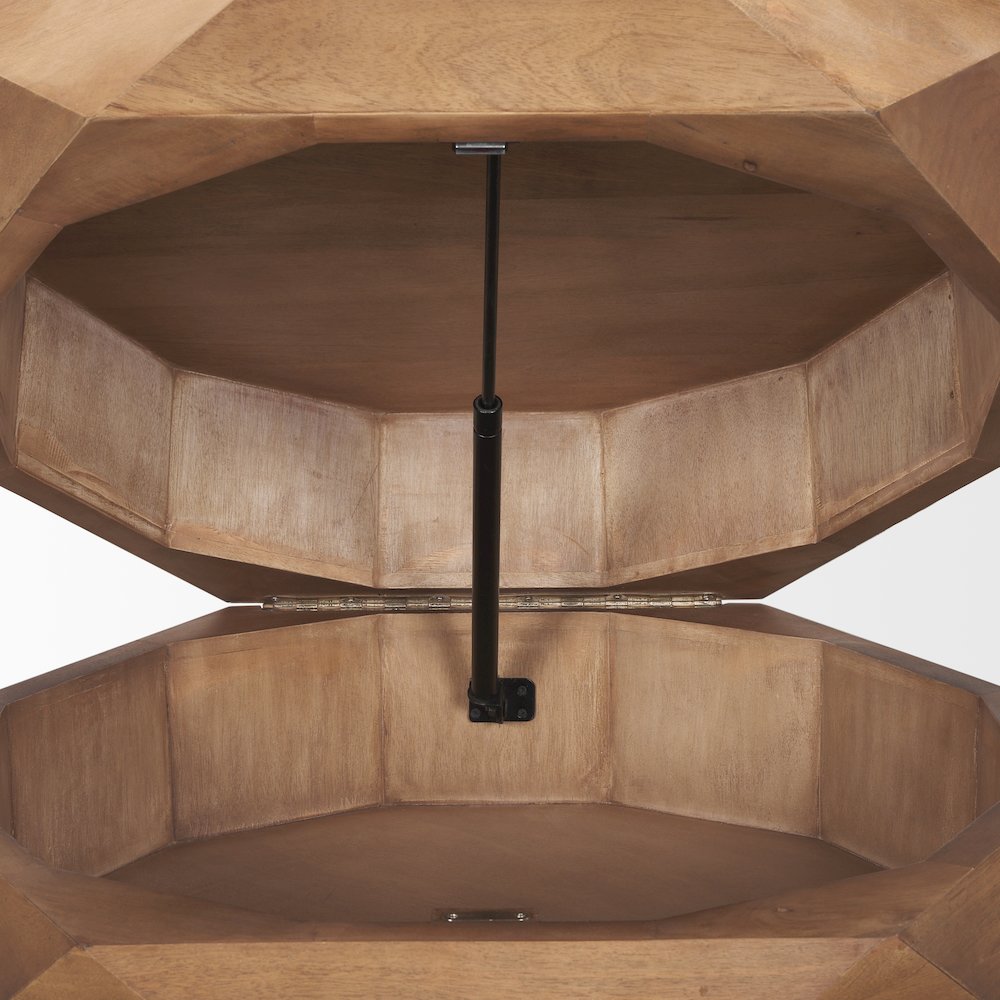 Hexagonal Hinged Solid Wood Top And Base Coffee Table