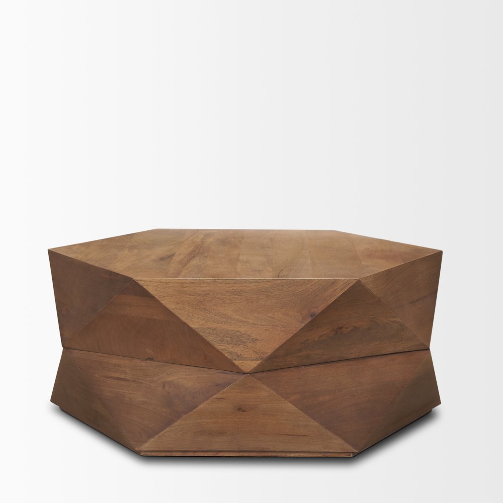 Hexagonal Hinged Solid Wood Top And Base Coffee Table