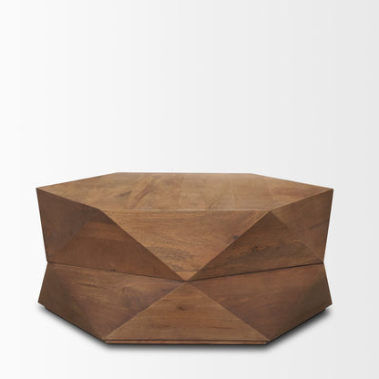 Hexagonal Hinged Solid Wood Top And Base Coffee Table