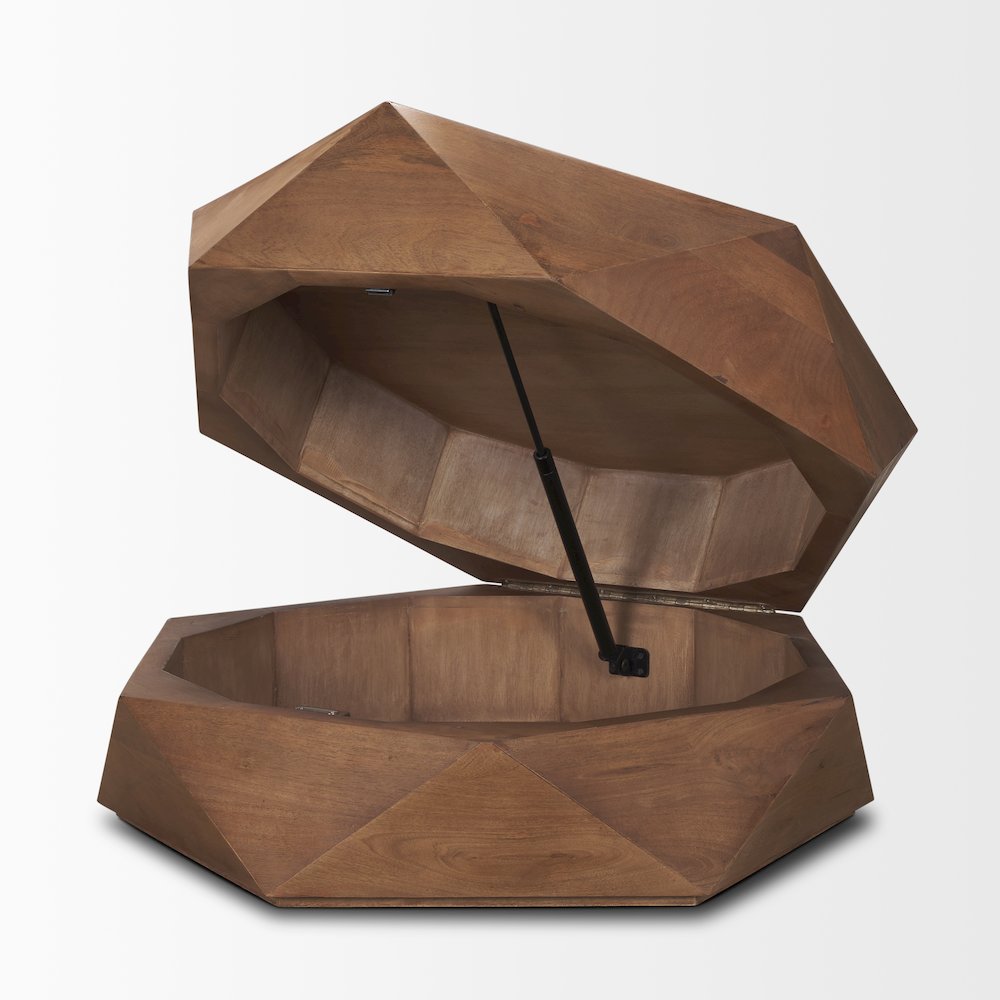 Hexagonal Hinged Solid Wood Top And Base Coffee Table