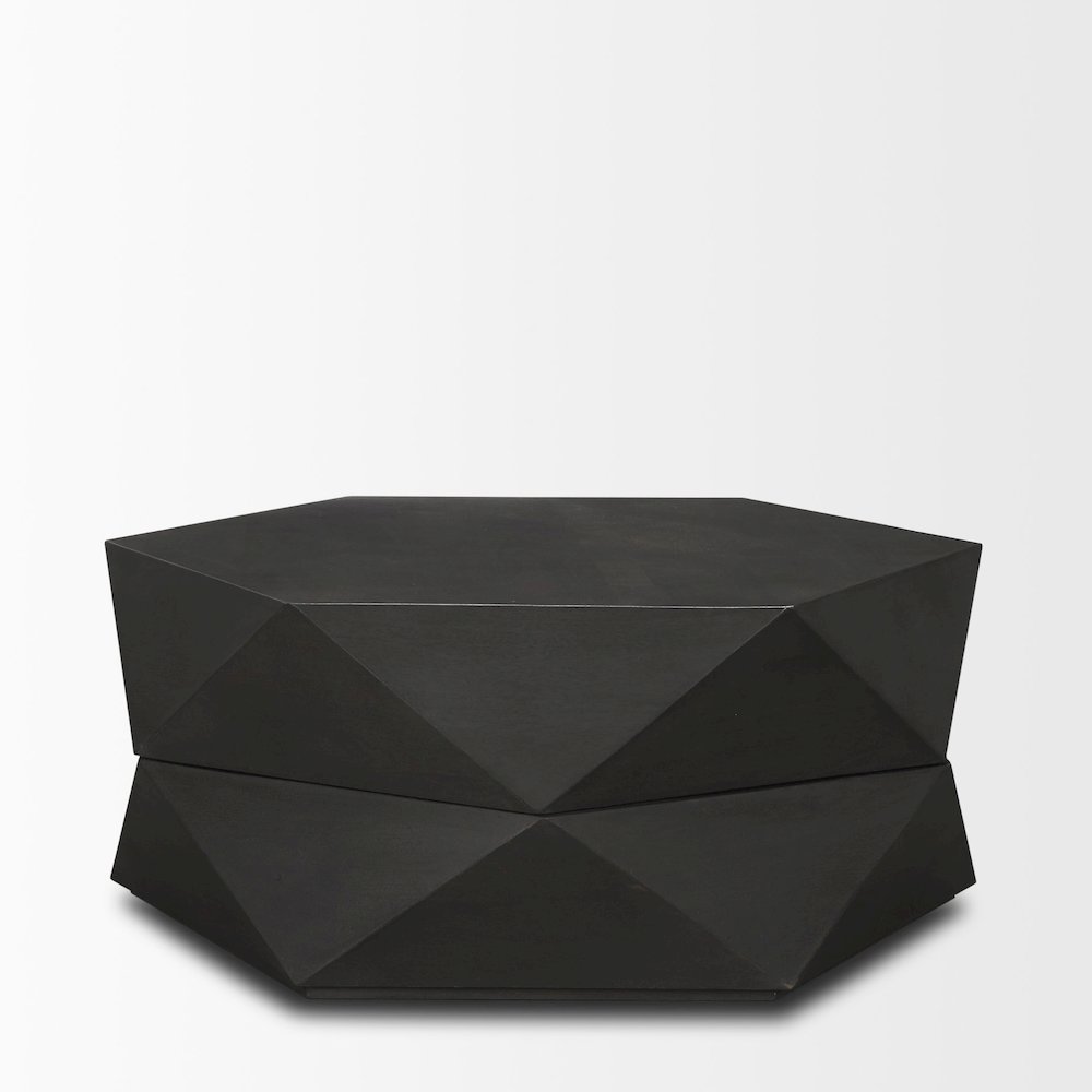Hexagonal Hinged Solid Wood Top And Base Coffee Table