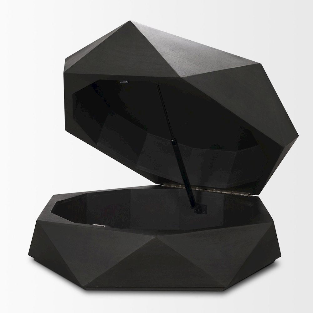 Hexagonal Hinged Solid Wood Top And Base Coffee Table