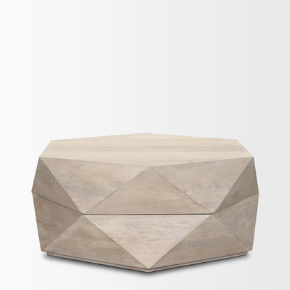 Hexagonal Hinged Solid Wood Top And Base Coffee Table