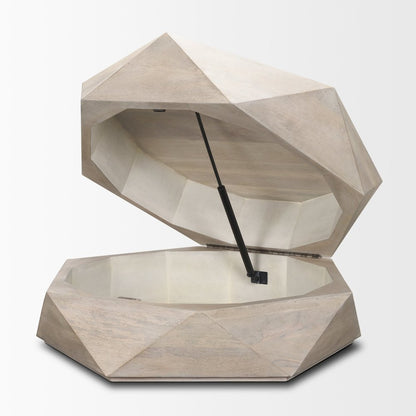 Hexagonal Hinged Solid Wood Top And Base Coffee Table