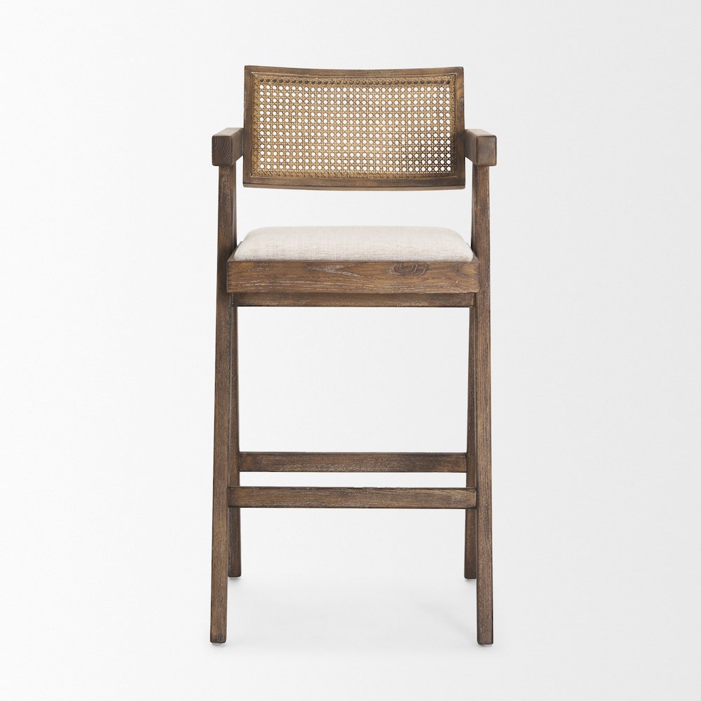 Medium Brown Wood Cane Bar Stool