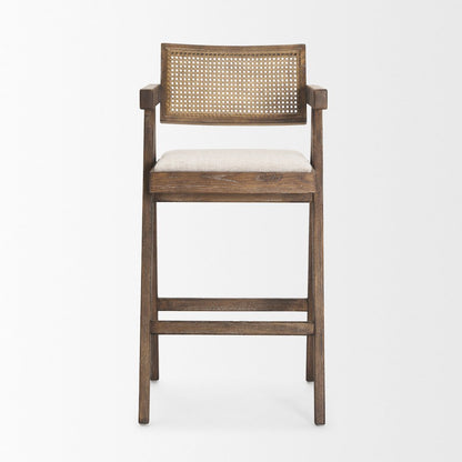 Medium Brown Wood Cane Bar Stool