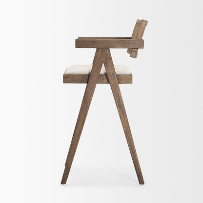Medium Brown Wood Cane Bar Stool