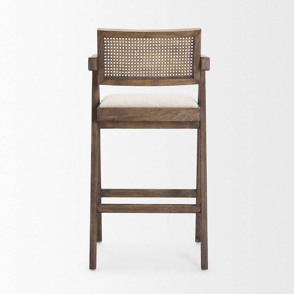 Medium Brown Wood Cane Bar Stool