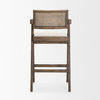 Medium Brown Wood Cane Bar Stool