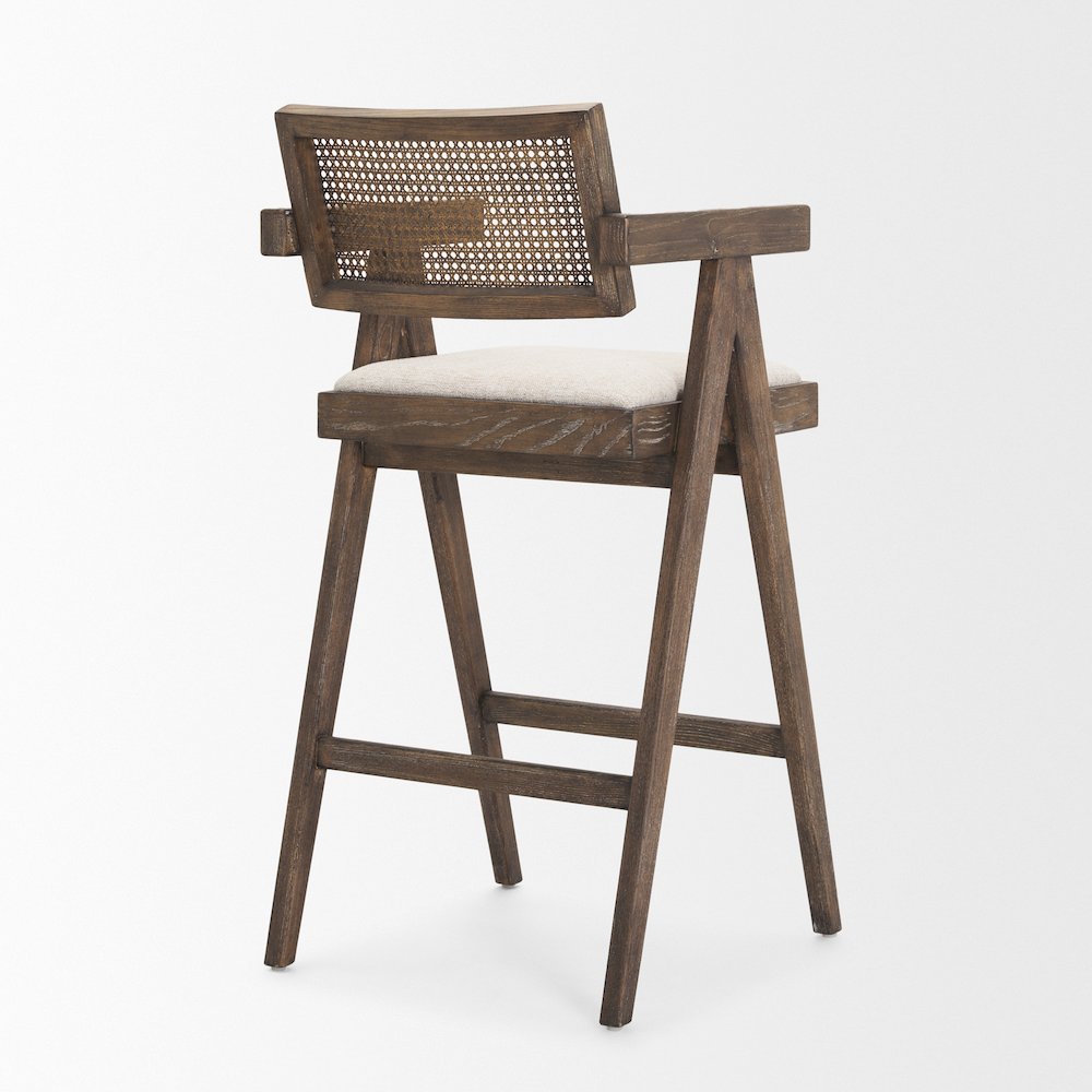 Medium Brown Wood Cane Bar Stool