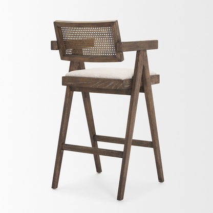 Medium Brown Wood Cane Bar Stool