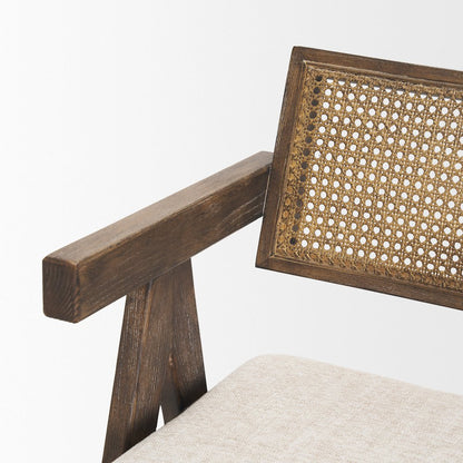 Medium Brown Wood Cane Bar Stool