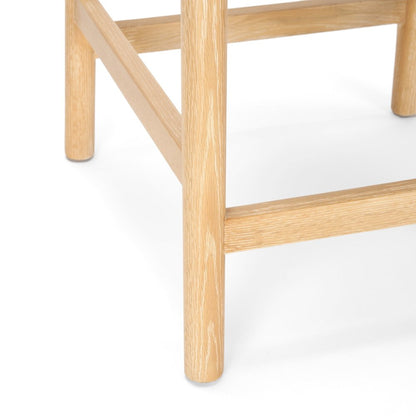 Counter Stool Light Brown Wood Frame And Beige Upholstered Seat
