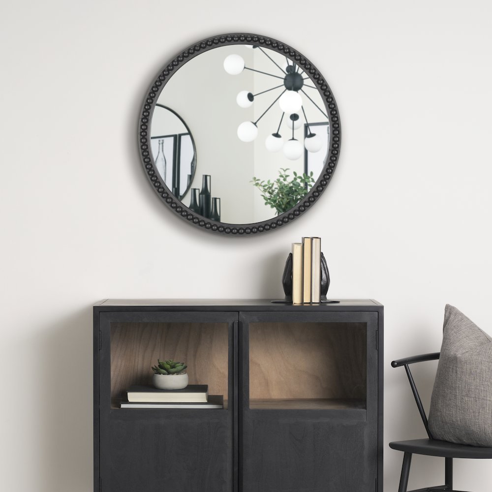 Roan Black Wood Beaded Wall Mirror