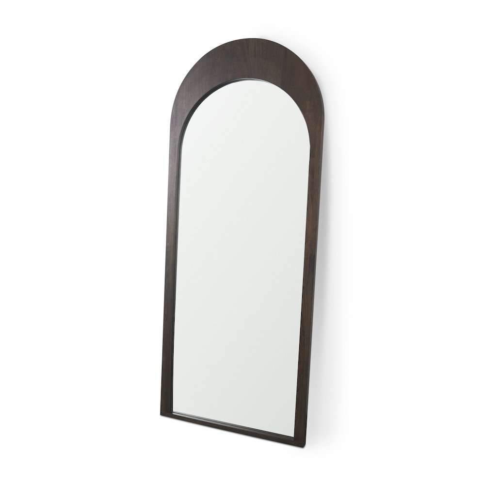 Celeste Dark Brown Wood Arched Floor Mirror