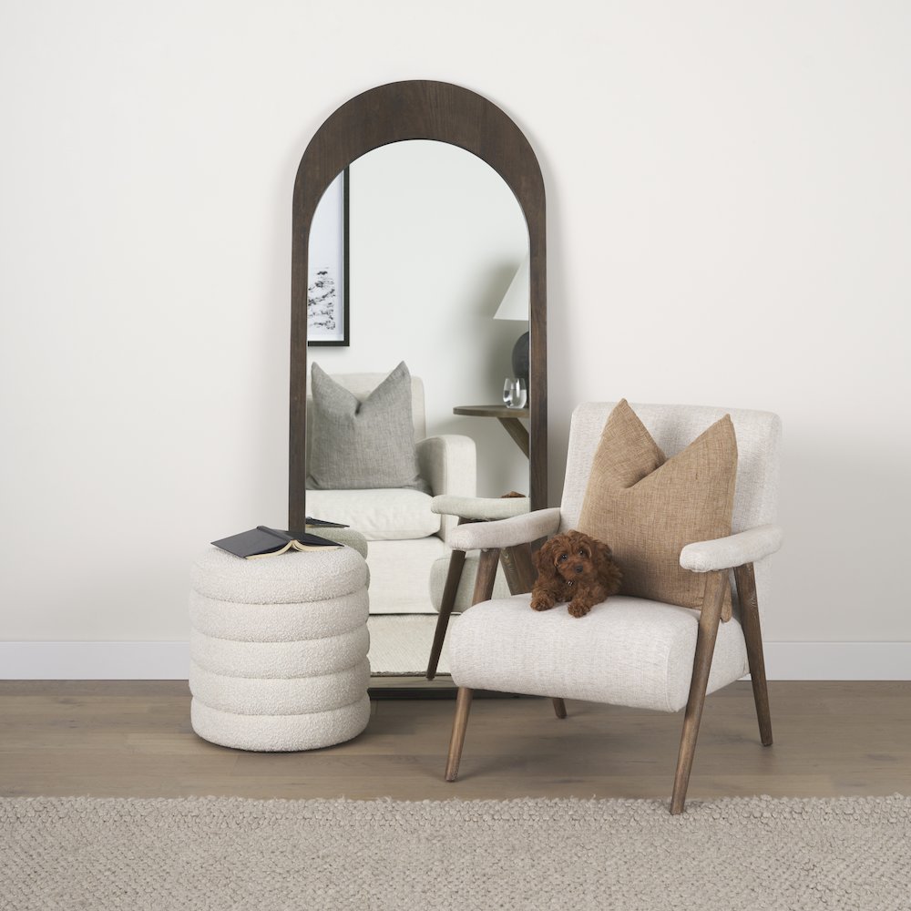 Celeste Dark Brown Wood Arched Floor Mirror