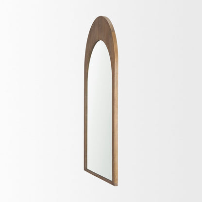 Celeste Light Brown Wood Medium Arched Mirror