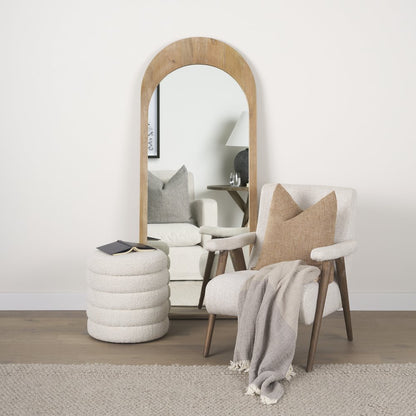 Celeste Light Brown Wood Arched Floor Mirror