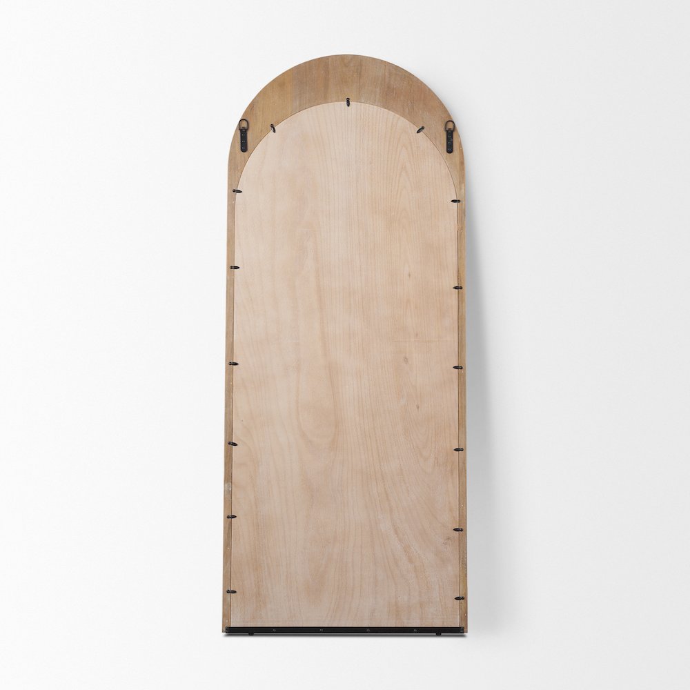 Celeste Light Brown Wood Arched Floor Mirror