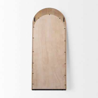 Celeste Light Brown Wood Arched Floor Mirror