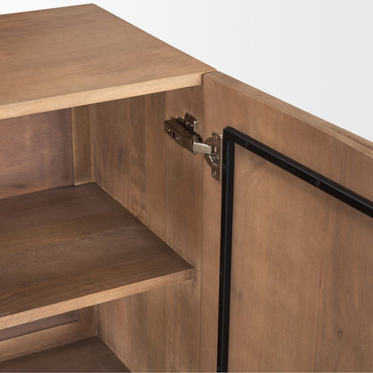 Eula Medium Brown Wood 4-Door Sideboard