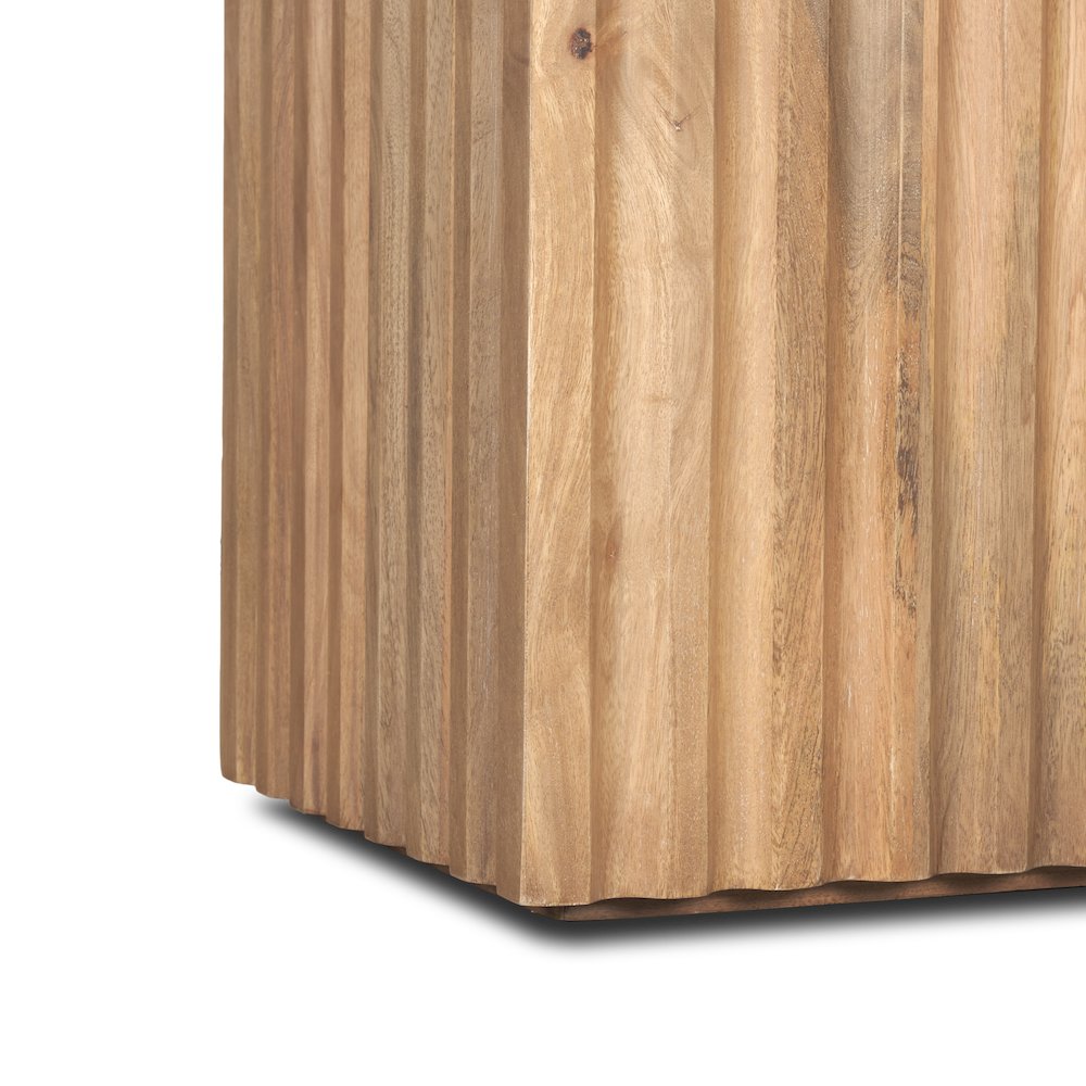 June Light Brown Wood Fluting Square Side Table