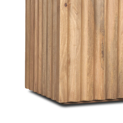 June Light Brown Wood Fluting Square Side Table