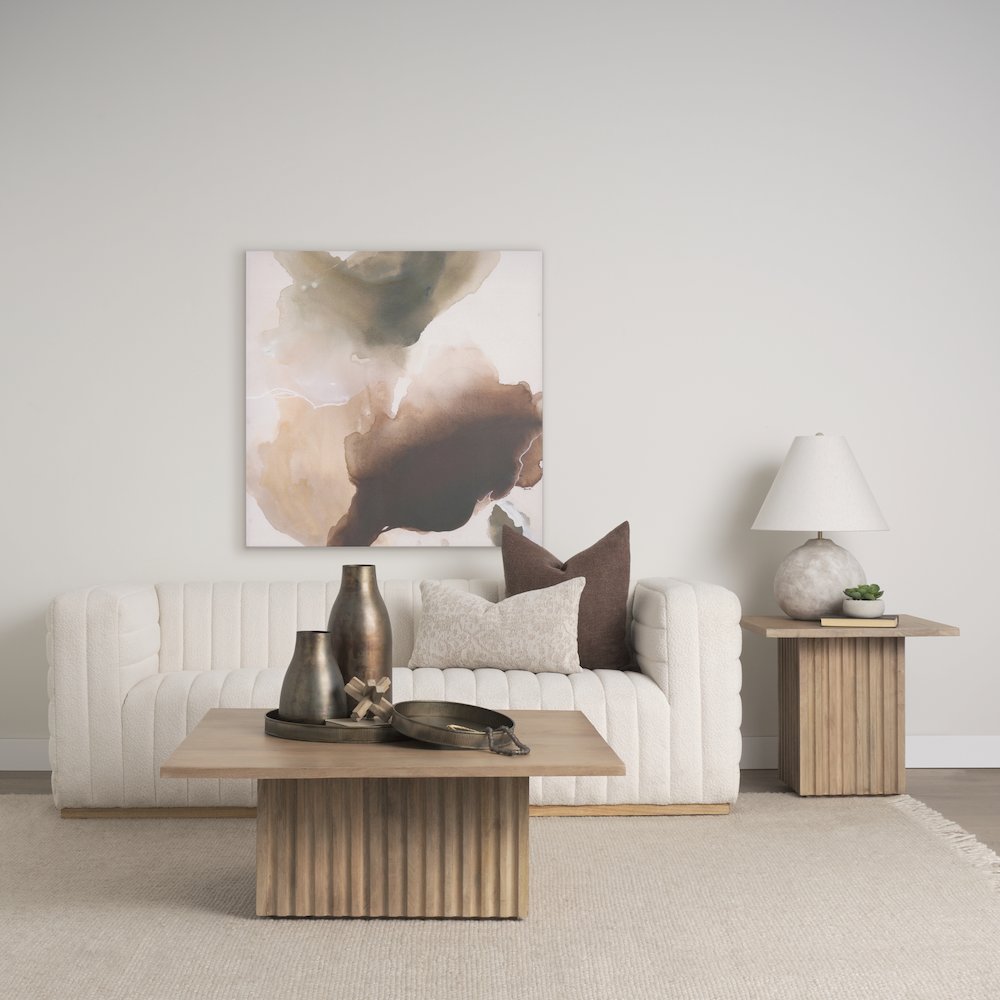 June Light Brown Wood Fluting Square Side Table