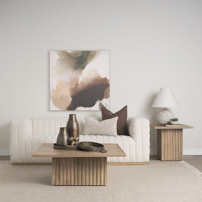 June Light Brown Wood Fluting Square Side Table