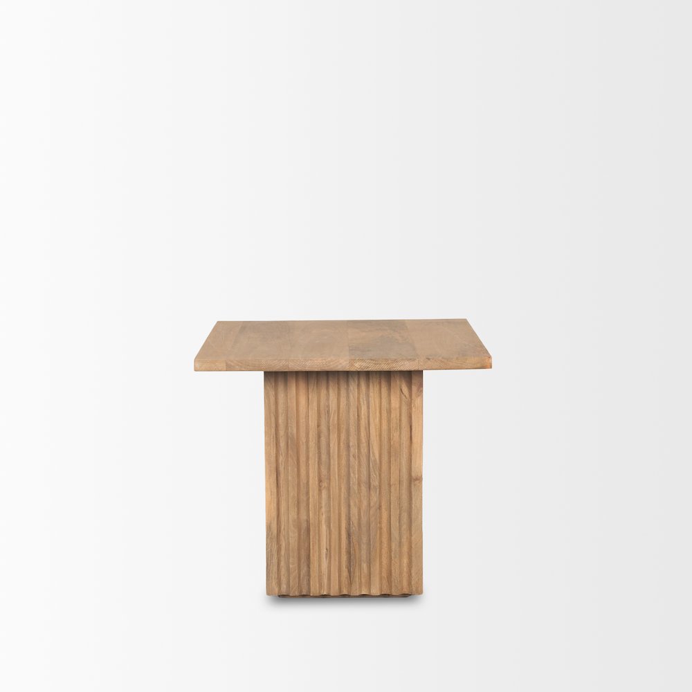 June Light Brown Wood Fluting Square Side Table