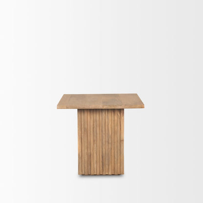 June Light Brown Wood Fluting Square Side Table
