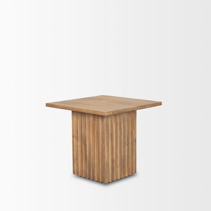 June Light Brown Wood Fluting Square Side Table