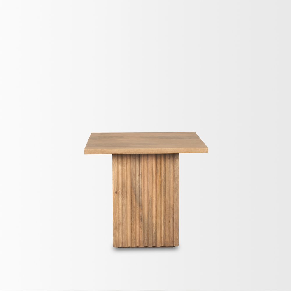 June Light Brown Wood Fluting Square Side Table