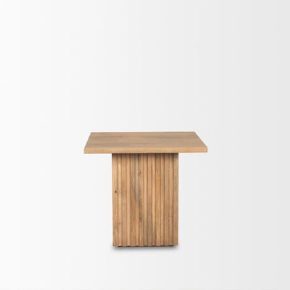 June Light Brown Wood Fluting Square Side Table