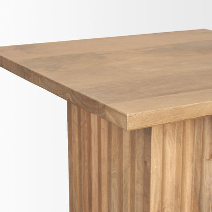 June Light Brown Wood Fluting Square Side Table