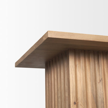 June Light Brown Wood Fluting Square Side Table