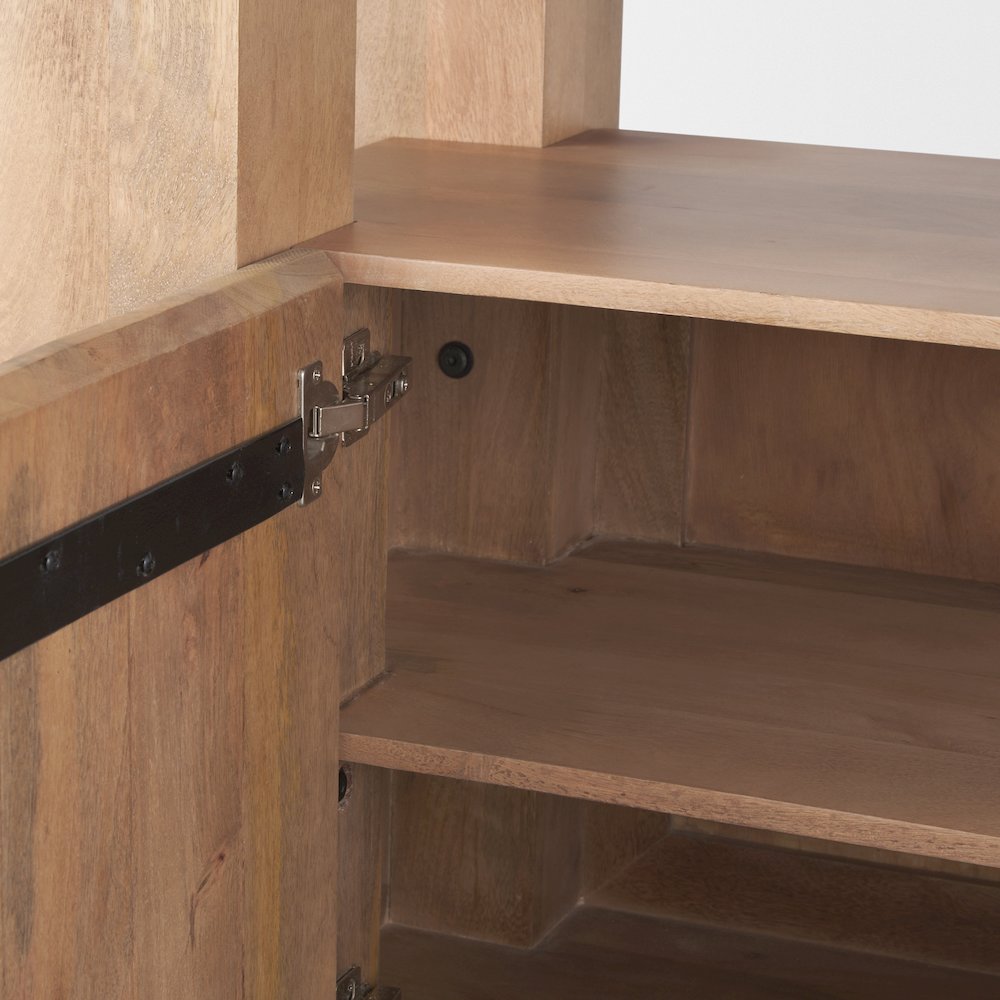 Light Brown Wood Open And Closed Storage Shelving Unit