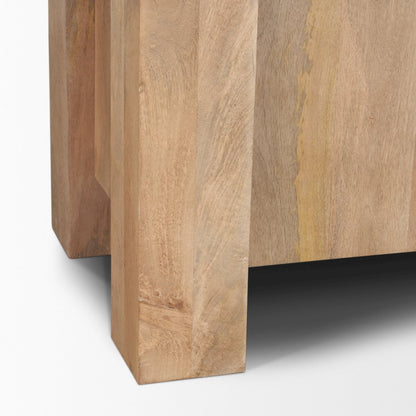 Light Brown Wood Open And Closed Storage Shelving Unit