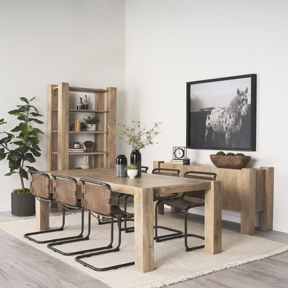 Light Brown Wood Open And Closed Storage Shelving Unit