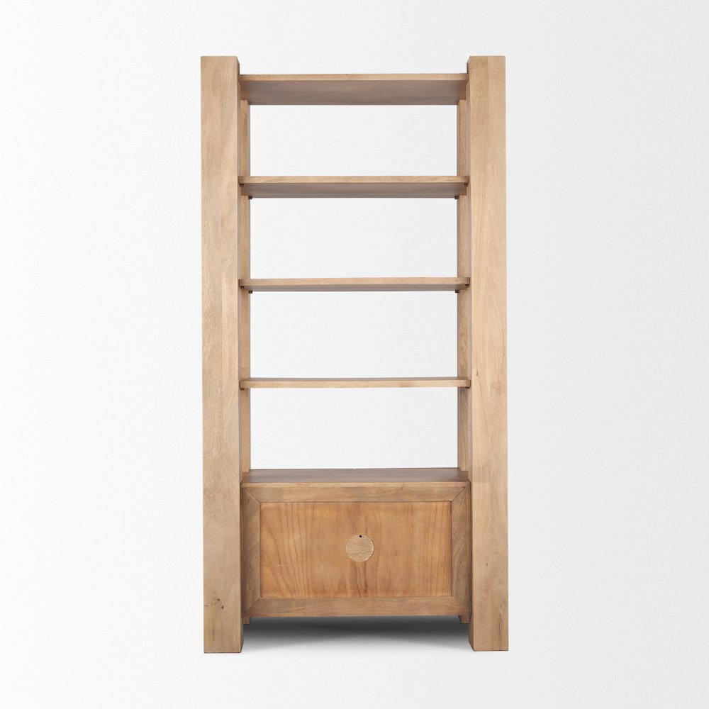 Light Brown Wood Open And Closed Storage Shelving Unit